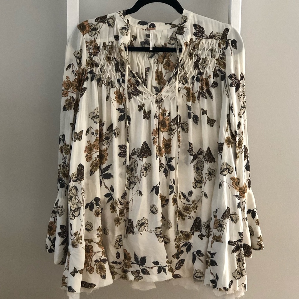 Free People Floral Smocked Tunic